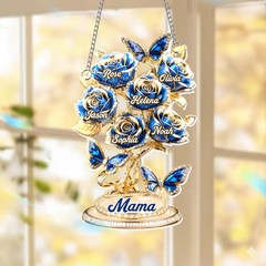 Personalized Blue Rose Flower Suncatcher Acrylic Window Decor Gift