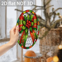 Christmas Bow Acrylic Panel Sun Catcher Ornate Vertical Hanging Window Art Decor
