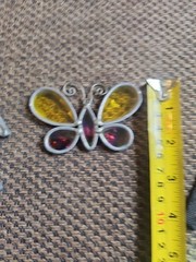 3 Sun Catchers Thick Blue Angel Butterfly & Xmas Noel. 5,3, 2 1/2″