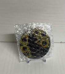 Black Cat Sunflower Suncatcher 3” Round Multicolor Glass Metal Window Decor