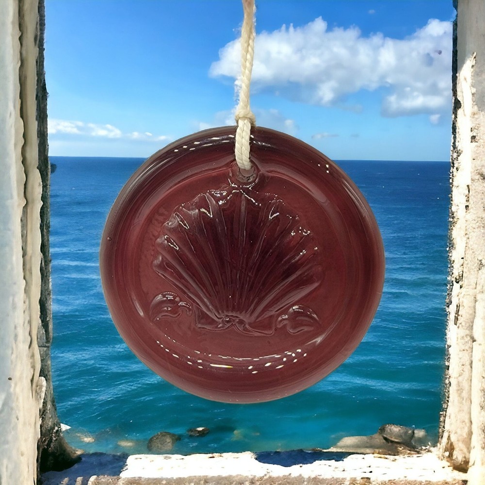 Amethyst Art Glass Embossed Shell Suncatcher Ornament
