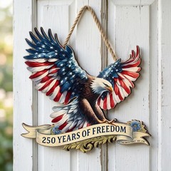 America Patriotic Wall Sign with Rope