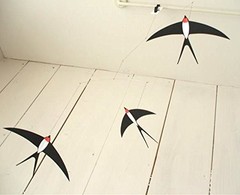 3 Swallow Hanging Mobile – 20 Inches – Premium-Grade Cardstock – Handmade in Den
