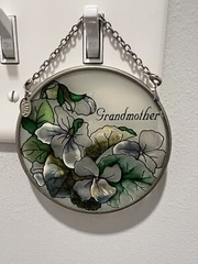 Amia Handpainted – Grandma Sun Catcher With Floral Design Almost 3.5 In Diameter