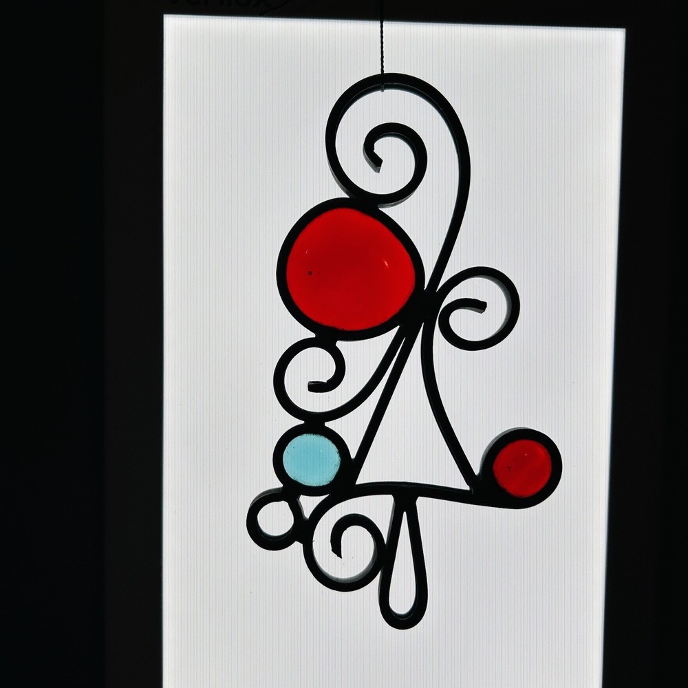 VTG Artisan Handmade Leaded Glass Suncatcher Unique Whimsy Tree Spiral -Ambition