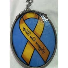 Glassmasters Support Our Troops Ribbon Stained Glass Suncatcher USA Patriotic