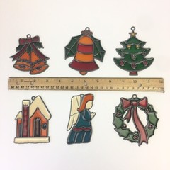 Lot of 6 Vintage Christmas Winter Holiday Suncatchers Lightcatchers Multi Color