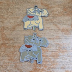 Suncatcher BABY ELEPHANT Ornament Stained Glass Acrylic Metal Set Of 2