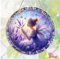 Large Purple Fairy Suncather-Stained Glass Look-2D-Heavy & Thick Acrylic-8in