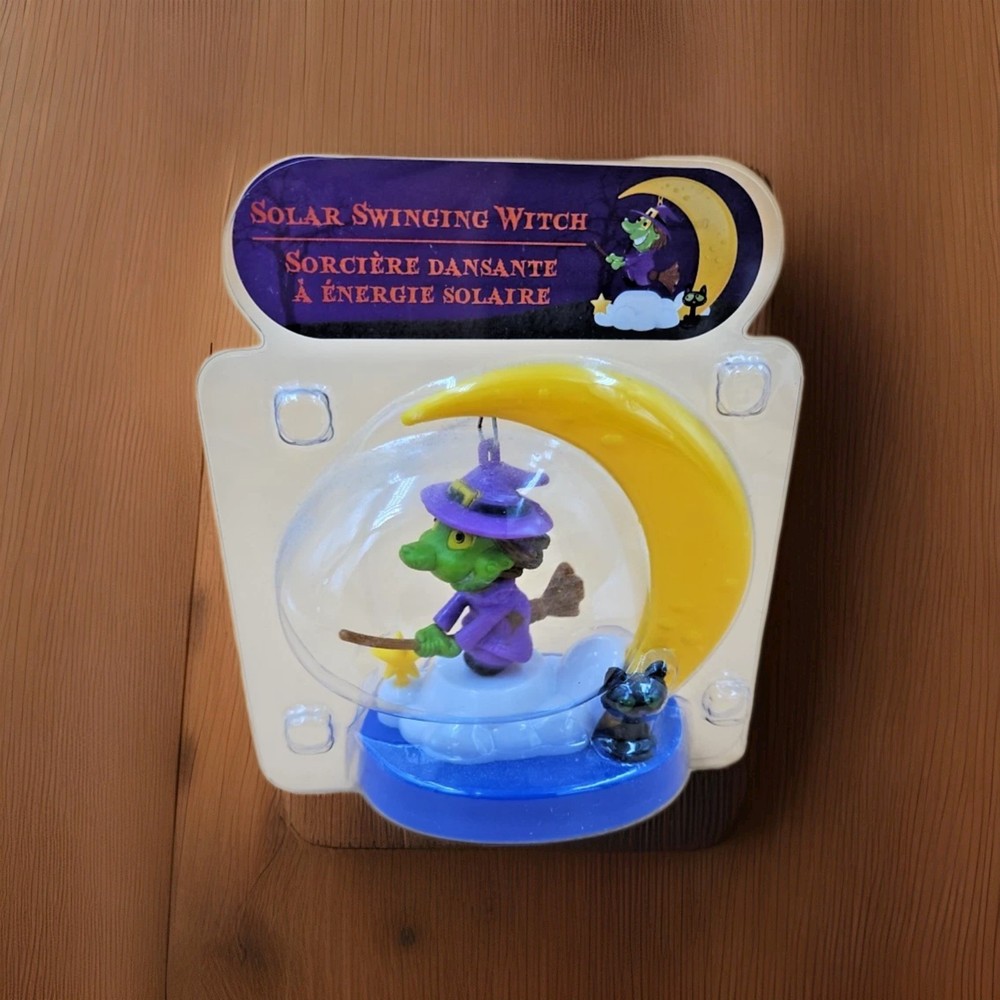 Solar Swinging Witch With Her Black Cat New in Packaging