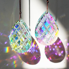 HDCRYSTALGIFTS Set 2 Crystal Sun Catcher Prisms Pendant for Window Hanging Decor
