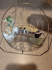 Vintage Suncatcher Capiz Shell Duck In Pond