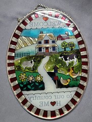 Stain Glass Window Door Porch Garden Welcome Sun Catcher Pretty Country Home