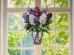 Lilac Bouquet Suncatcher Acrylic Window Decor Gift