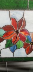 Antique Stained Glass Window Wall Hanging Suncatcher Leaded 18″ X 10″