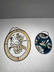 Hanging Stained Glass Sun Catchers Chain Hummingbird Flowers and Bird