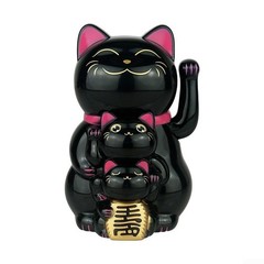 Solar Powered Waving Lucky Cat Maneki Neko – Feng Shui Wealth Decor 7.7×7.7×11.4
