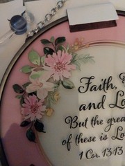 6in Suncatcher with Faith Hope Love with Pink Roses for Window