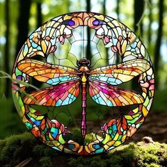 Dragonfly Suncatcher 8in Faux Stained Glass Acrylic Window Hanging Decor Gift