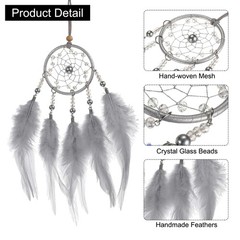 2pcs Dream Catchers with Crystal Beads Wall Decor Purple Grey