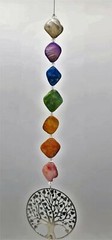 Large Tree of Life Crystal Suncatcher, chakra shell beads, rainbow suncatchers