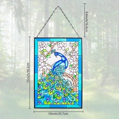 Hand Painted Peacock Glass Suncatcher