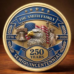 Custom Name Personalized 250th Challenge 3D Print Coin