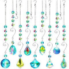 9 Pieces Sun Catchers Indoor Window Suncatcher Crystals Prisms Chain Pendant