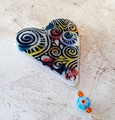 Abstract Hand-Painted Hearts Quartet Fused Glass, Gift for Valentine’s Day