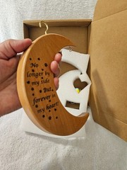 New Motaweek Dog Memorial Half Wood Moon Rainbow Heart Suncatcher Forever 7″