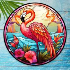 Flamingo Suncatcher Double Sided Round Acrylic Wall Art Decor Flamingos