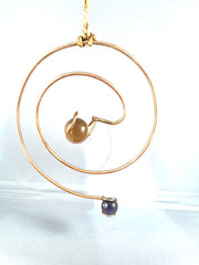 Copper Wire Sun Catcher Decor, Amber and Purple Glass Balls