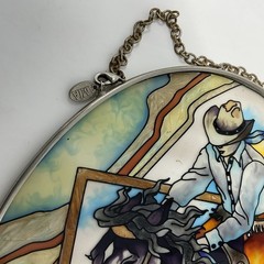 Amia Horse Cowboy Suncatcher Stained Glass Chain Hanger Window Decor