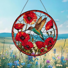 Custom Hummingbird Cardinal Suncatcher Memorial Bird Portrait Gift for Mom