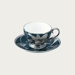 Noritake Flower Silver Lily Tea/Coffee Cup and Saucer 240ml T507874 From Japan