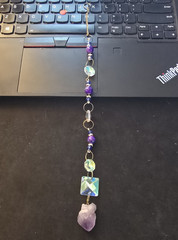 Crystal Rearview Decor, Rose Quartz, Amethyst Suncatcher, Crystal Car Charm 12″