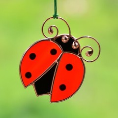 Stained glass ladybug suncatcher, lucky ladybug window hanging decor