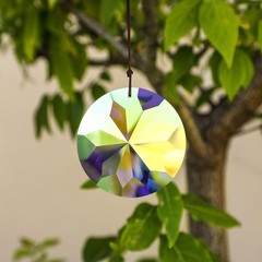 3″/79mm Hanging Crystal Prism Suncatcher for 3.1*3.1 inches, Ab Color_round