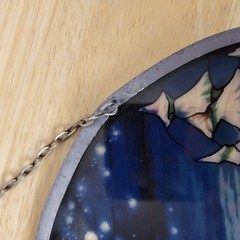 Vintage 1990 Glassmasters Howling Wolves Stained Glass Suncatcher 8.75” Wildlife