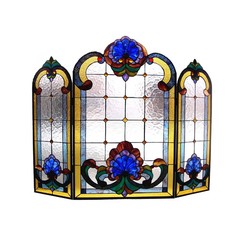 Fireplace Screen Stained Glass Tiffany Style Victorian Design