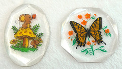 Color Images Mouse On Mushroom Monarch Butterfly Acrylic Nature Friends S3