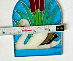 Vintage Sun Catcher-Stained Glass: Swan and Cattail
