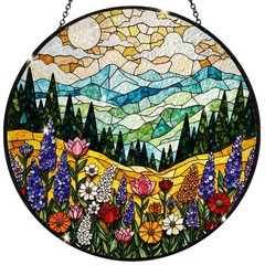 “Wildflower Stained Glass Suncatcher 7.87 Inch Window Decor for Home & Garden”
