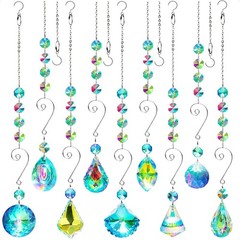 9 Pieces Sun Catchers Indoor Window Suncatcher Crystals Prisms with Chain Pen…