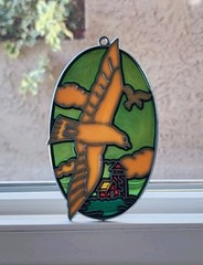 Vintage Metal Acrylic/ Resin Coastal Seagull Lighthouse And Sea Suncatcher