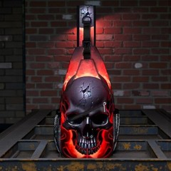 Gothic Skull Sling Bag 15 Inch Red Flame Crossbody Backpack Pockets