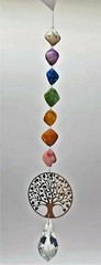 Large Tree of Life Crystal Suncatcher, chakra shell beads, rainbow suncatchers