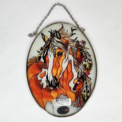 Amia Denver Horse Suncatcher Native American Handpainted Feathers Southwestern