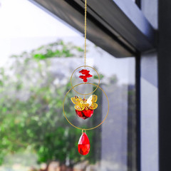 Crystal Suncatcher Wind Chimes,Red Crystal Suncatcher Prisms Butterfly Sun Catch