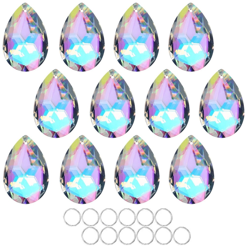 12 Pieces 50mm Crystal Prisms Chandelier Colorful Bauhinia Ornament Pendants …